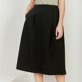 【黑色中长款半裙】23年春夏新品女士中长款半裙黑色纯色百搭半身裙子