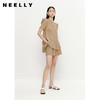 NEELLY纳俪商场同款夏季新款泡泡袖天丝衬衫女圆领套装阔腿短裤N23053Z01186 商品缩略图2