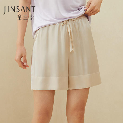 金三塔新品可外穿真丝睡裤女 桑蚕丝休闲薄款波点家居短裤   YSFBB901 商品图1