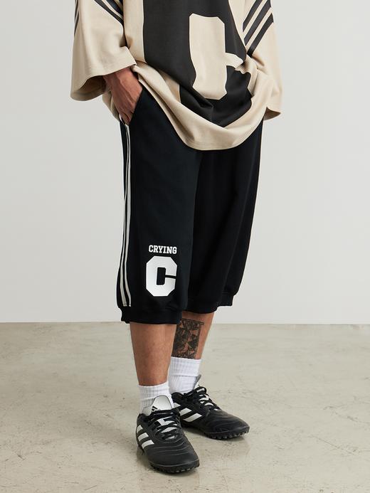 CryingCenter 运动条纹收口宽松七分萝卜短裤 商品图0