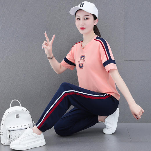 运动服套装女夏装新款，休闲时尚妈妈跑步服宽松短袖两件套TR-211 商品图7