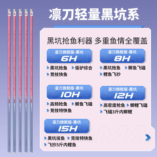 伽玛精工凛刀黑坑旗舰版鱼竿飞抄飞磕钓鱼竿68101215H黑坑钓竿 商品图1