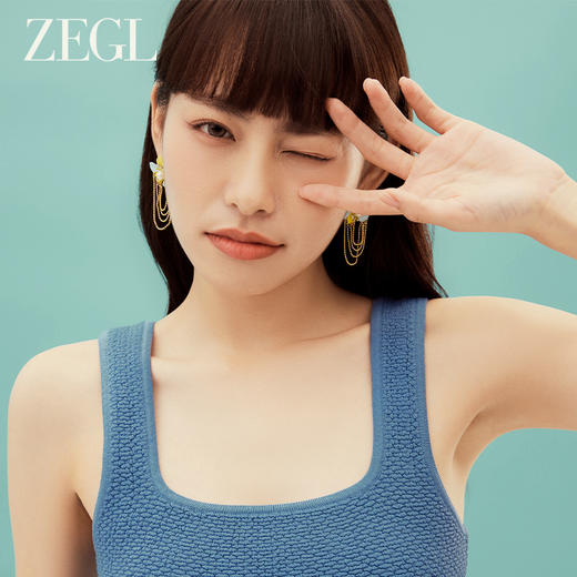 ZEGL设计师秘密花园系列花朵流苏耳环女高级感珍珠耳钉夏天耳饰品 商品图3