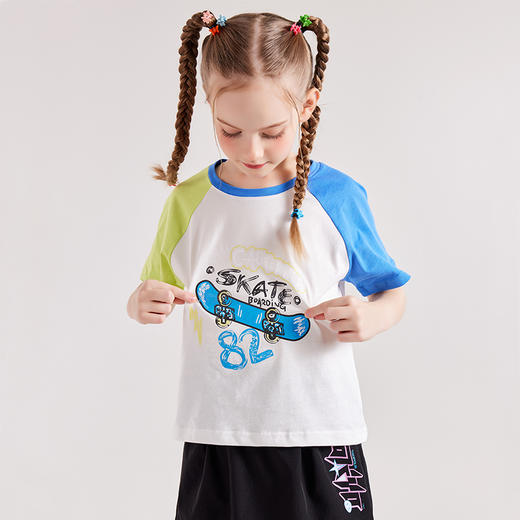 【多美乐】龙之涵 亲子款百棉双色短袖T恤 23年新款中大童纯棉短袖背心 婴幼儿A类标准 商品图11