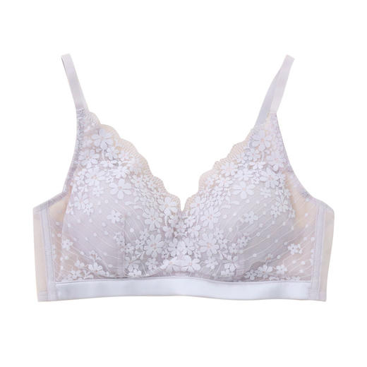 丁摩~春夏真丝文胸薄款无钢圈蕾丝小碎花性感桑蚕丝内衣小胸罩 TG02S184 商品图4