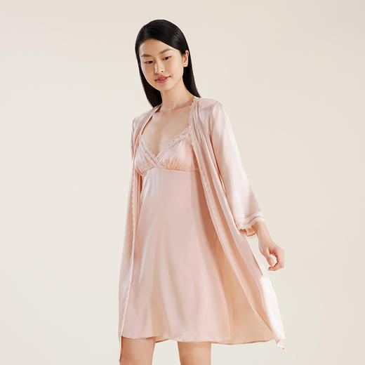 金三塔100%桑蚕丝晨袍真丝高级感丝滑绸缎睡衣睡袍女送礼礼物  YSFDC101 商品图1