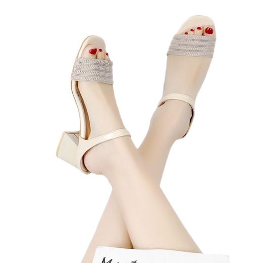 【舒适耐穿百搭！别致高跟拖鞋】鞋子市场货源凉拖女夏外穿洋气粗跟蚕丝凉拖鞋女 商品图4