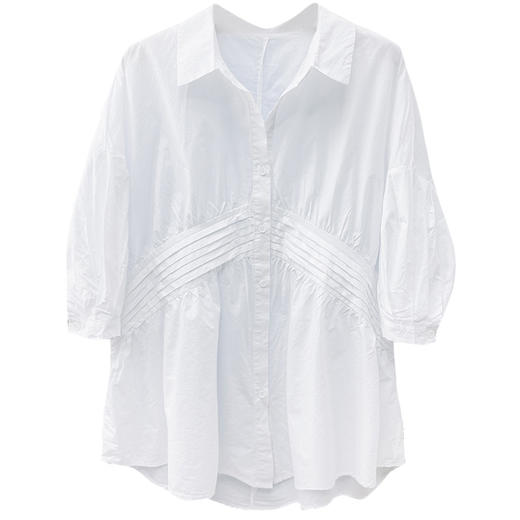 纯棉塔克褶衬衫七分袖别致上衣宽松显瘦衬衣MJ-23060 商品图4