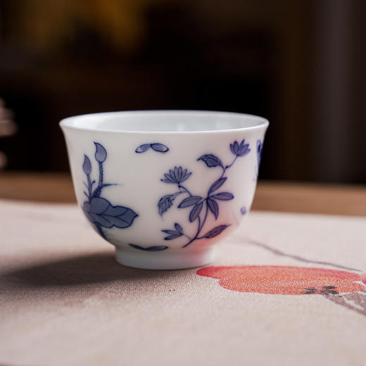 自慢堂 望月杯/青花蝴蝶 景德镇陶瓷茶杯高档个人专用功夫茶杯品茗杯 商品图1
