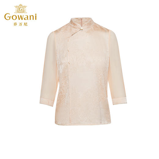 Gowani乔万尼真丝衬衫旗袍领刺绣国风复古新中式气质ET2C255201 商品图4