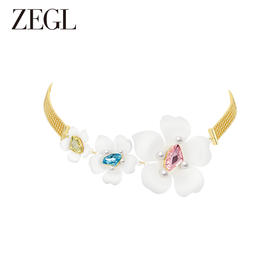 ZEGL设计师秘密花园系列金属风古巴花朵项链女2023新款锁骨链颈链