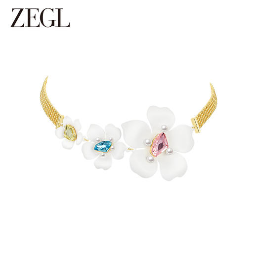 ZEGL设计师秘密花园系列金属风古巴花朵项链女2023新款锁骨链颈链 商品图0