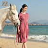 佐尔美夏季新款 时尚休闲桑蚕丝真丝圆领短袖连衣裙女E32LS62 商品缩略图3