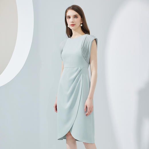 NF8F6斯尔丽瑟俪2023新款设计感手工立体压褶腰间褶皱显瘦修身连衣裙 商品图2