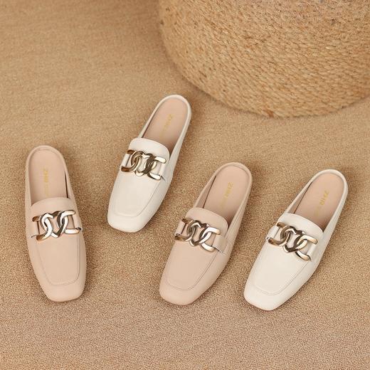 ZHR半拖女2023新款包头拖鞋心形饰扣平底穆勒拖软底轻便休闲凉拖 商品图1