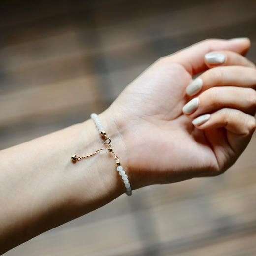 糯冰种翡翠珠串手钏18k黄金镶嵌 商品图9