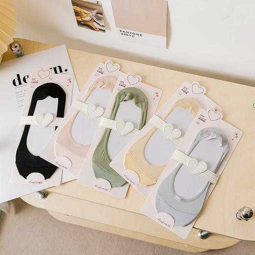 23春夏新品网眼透气任意剪棉拼防顶破隐形船袜后跟硅胶女士浅口袜_HLY 商品图3