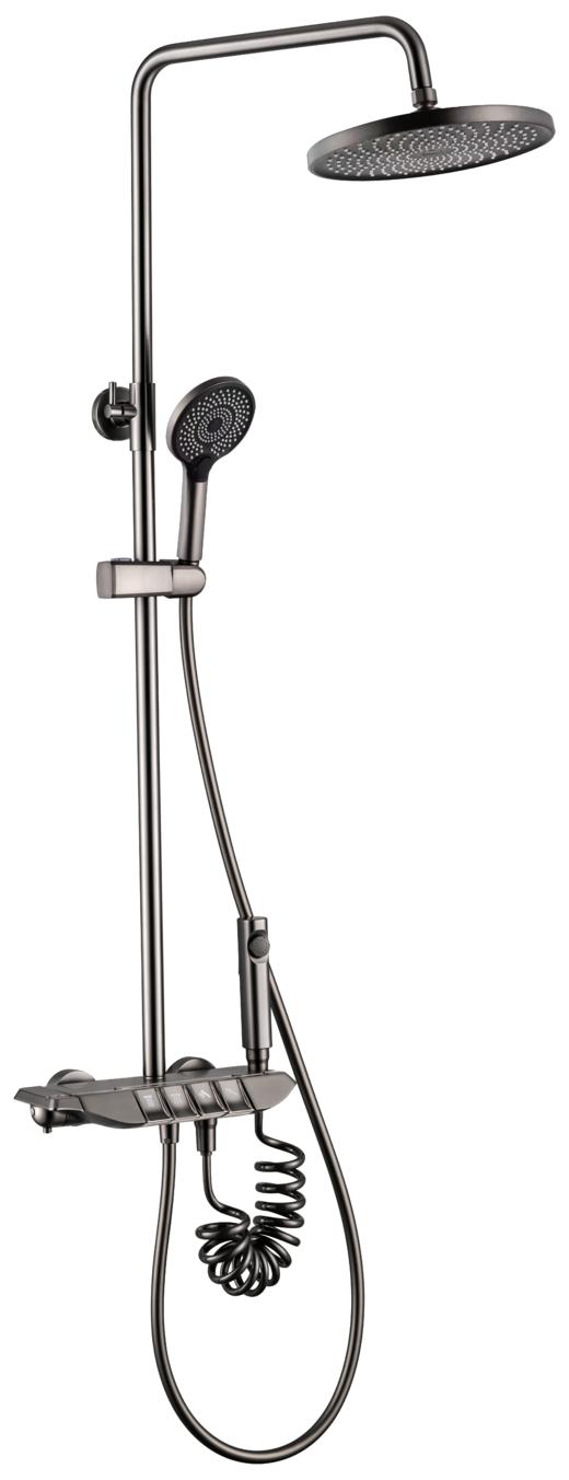 WYG17-37QY/ 恒温大淋浴套装(钢琴按键+圆形顶喷花洒+圆形喷枪)/枪灰色 商品图1