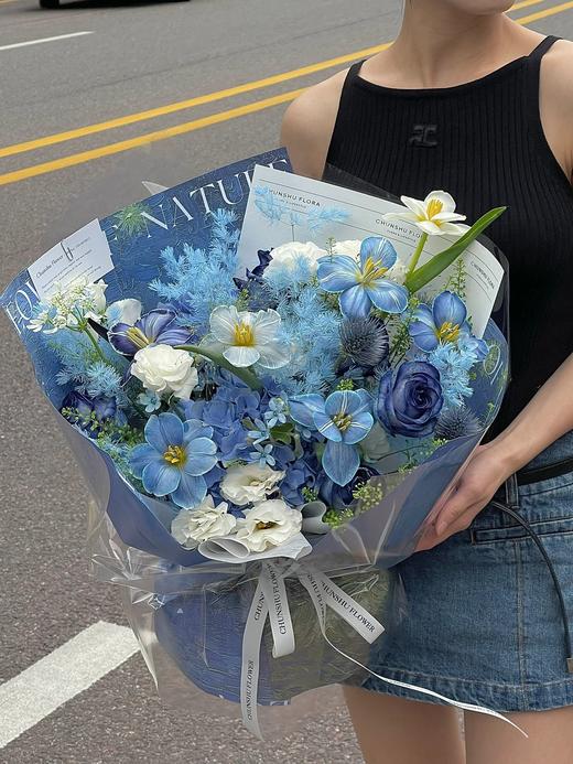 蓝调朦胧----小众蓝色系色花束 商品图4