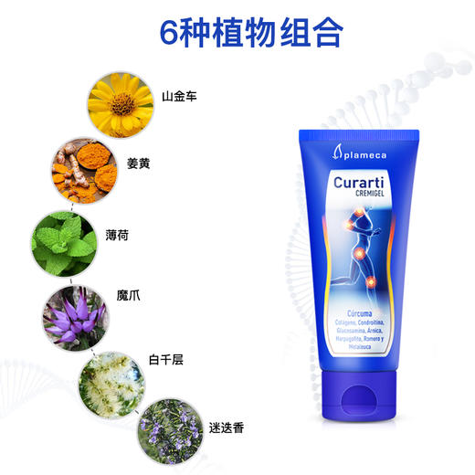 西班牙进口古力提姜黄素运动凝胶 涂抹式氨糖软骨素 100ml支 551-1（效期27-3月后） 商品图2