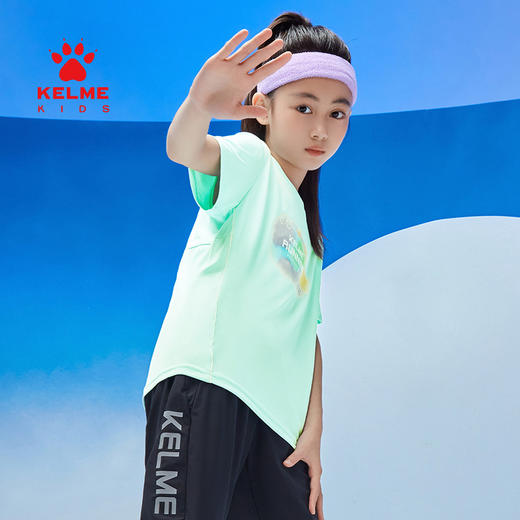 KELME卡尔美儿童圆领短袖夏季女童跑步运动T恤 商品图2