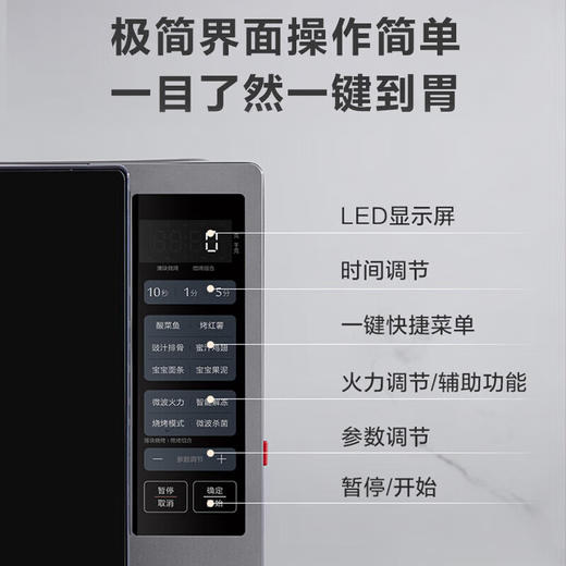 Midea/美的 微波炉 家用变频微烤一体机 平板光波速热 智能微烤温度感应 微波烤炉PC23W6 商品图1