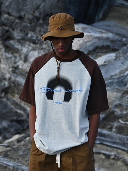Forn3/N372/撞色拼接字母印花圆领T恤 商品图0