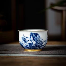 B-JYR-9810 聚悠然 青花荷塘清趣花鸟金杯