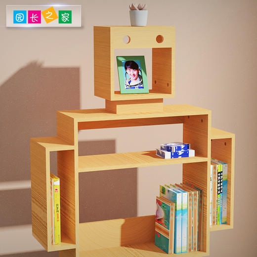 机器人置物架书架幼儿园阅读区创意机器人落地置物架学校展示书架 商品图1