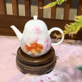 B-SSFH-5007 素手繁花 手彩金鱼手把壶