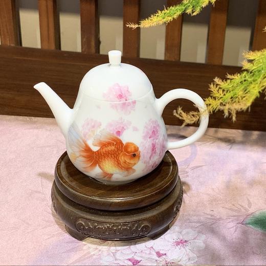 B-SSFH-5007 素手繁花 手彩金鱼手把壶 商品图0