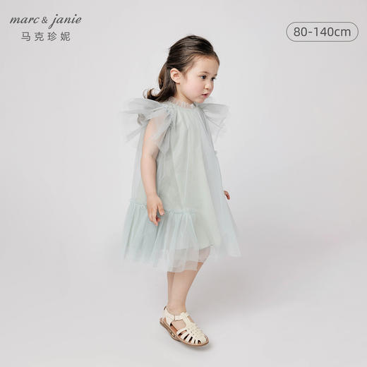 马克珍妮夏装新款 女童网纱蝴蝶袖蓬蓬裙连衣裙 儿童裙子220985 商品图0