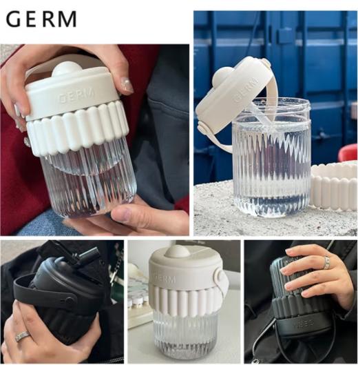 【清仓特惠3折】格沵（germ）水杯高颜值吸管啵啵杯女士Tritan耐高温车载便携罗马纹塑料杯子 商品图3