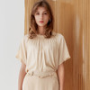 【桑蚕丝上衣】23年春夏新品女士真丝上衣时尚薄款抽褶薄款短袖上衣 商品缩略图0