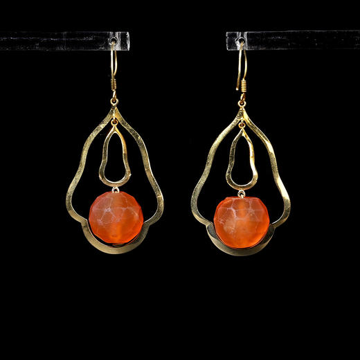 清代磨面红玛瑙珠“锦绣”耳环 商品图1