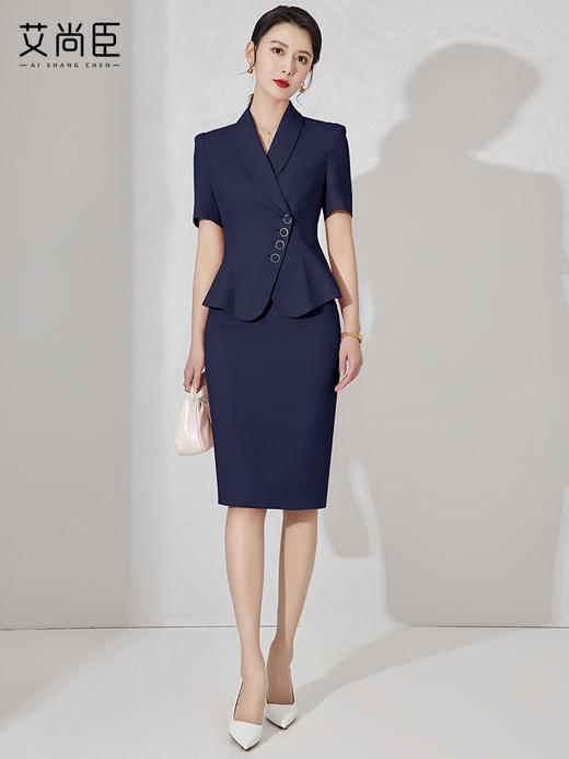 艾尚臣夏季新款职业装西服套装女收腰时尚修身短袖工装销售经理薄 商品图1
