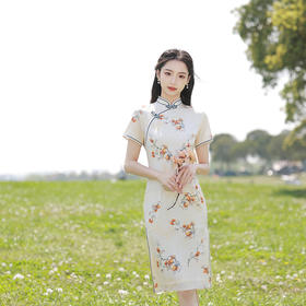 复古中长款修身，休闲日常旗袍XL-23159