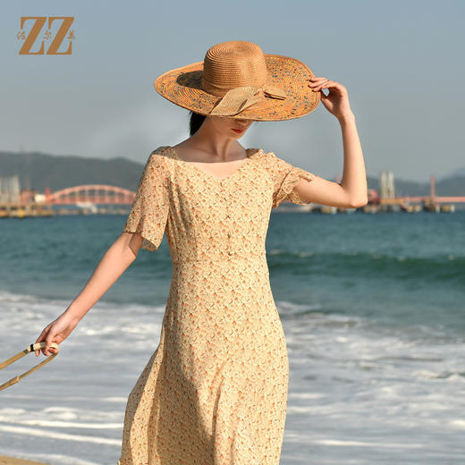 佐尔美夏季新款 优雅气质100桑蚕丝真丝小碎花连衣裙女E32LS64 商品图1