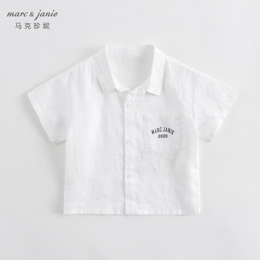 马克珍妮新款夏装 男童100%天然亚麻透气衬衫230896 商品图1