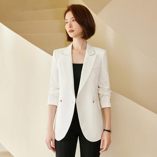 罗蒙春秋款双排扣小西装外套女士商务休闲通勤百搭气质单西服上衣外套 商品图3