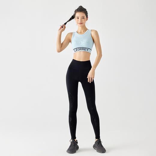 Leorrey乐拉运动镂空花纹高腰健身裤 商品图4