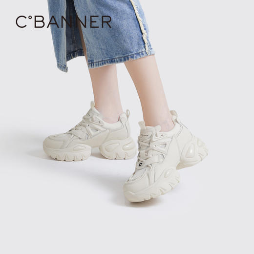 千百度老爹鞋春夏时尚休闲鞋女款厚底增高网面运动鞋潮流 A23331920 商品图2