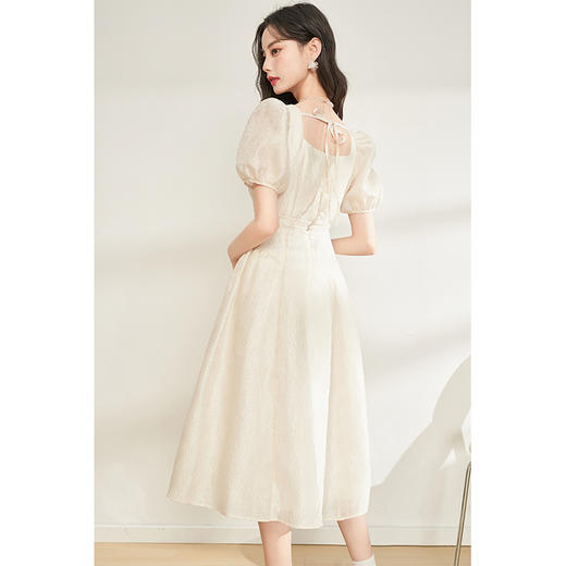 西遇法式连衣裙女新款方领收腰中长款茶歇温柔系公主裙D0030293 商品图3