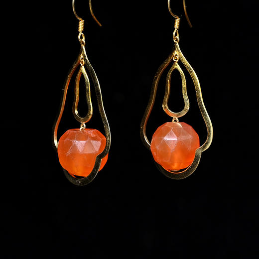 清代磨面红玛瑙珠“锦绣”耳环 商品图2