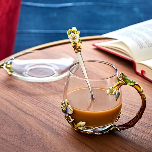 罗比罗丹珐琅彩茉莉花水杯家用创意玻璃杯花茶杯礼物 商品图2