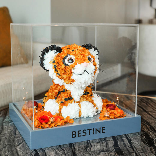 VBEINGS花语  永生花小老虎 玫瑰礼盒送女友生日礼物摆件情人节礼物 商品图6