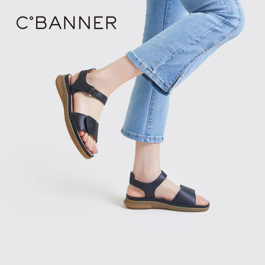 千百度女鞋夏季休闲凉鞋踩屎感舒软真皮时尚奶奶凉鞋 A23327129 商品图2