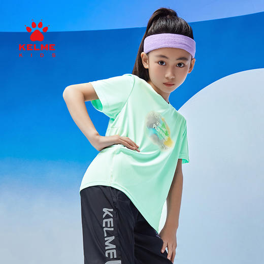 KELME卡尔美儿童圆领短袖夏季女童跑步运动T恤 商品图1