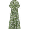 DD-时尚绿色印花连衣裙2023年新款女装系带收腰裙中长款短袖A字裙 商品缩略图4