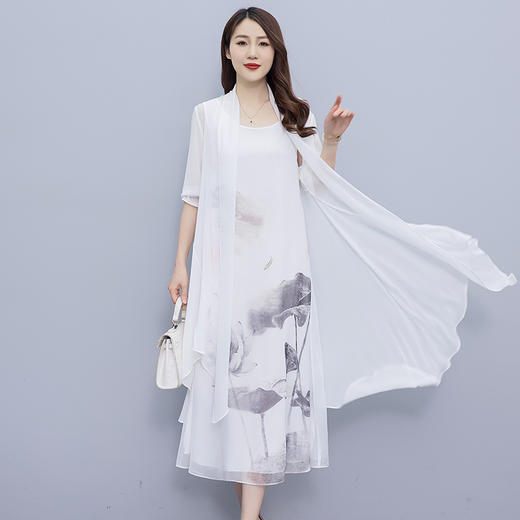 国风复古长款吊带，宽松大码两件套外搭开衫HR-WX23159 商品图0